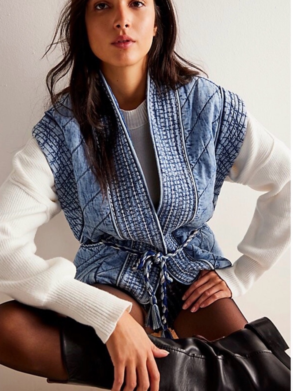 Free People x Llani Maggie Quilted Oversized Vest Size M